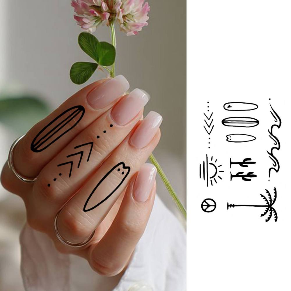 1 Sheet Summer Temporary Tattoos For Women Men Adults Hands Finger Foot Neck Clavicle Legs Thigh Forearm Shank Arm Body Art Makeup, Semi Permanent Temp Fake Tattoo Stickers Waterproof Long Lasting Realistic Tatoos For Festival Party Accessory