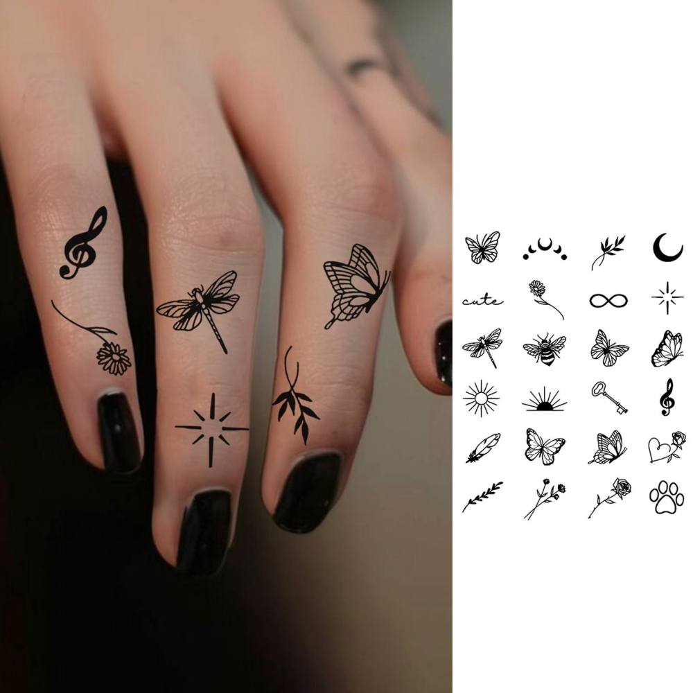 1 Sheet Y2k Temporary Tattoos For Women Men Adults Hands Finger Foot Neck Clavicle Legs Thigh Forearm Shank Arm Body Art Makeup, Semi Permanent Temp Fake Tattoo Stickers Waterproof Long Lasting Realistic Tatoos For Festival Party Accessory