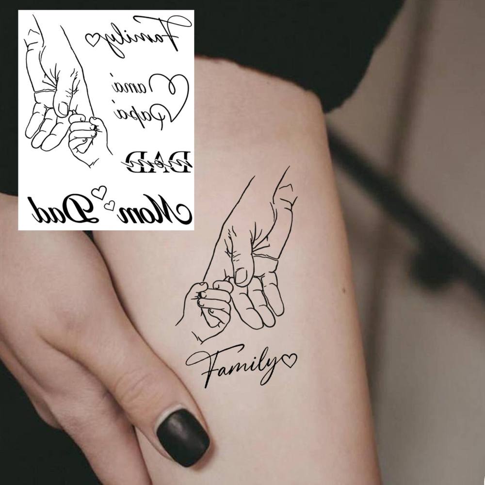 1 Sheet Y2k Family Temporary Tattoos For Women Men Adults Hands Finger Foot Neck Clavicle Legs Thigh Forearm Shank Arm Body Art Makeup, Semi Permanent Temp Fake Tattoo Stickers Waterproof Long Lasting Realistic Tatoos For Festival Party Accessory