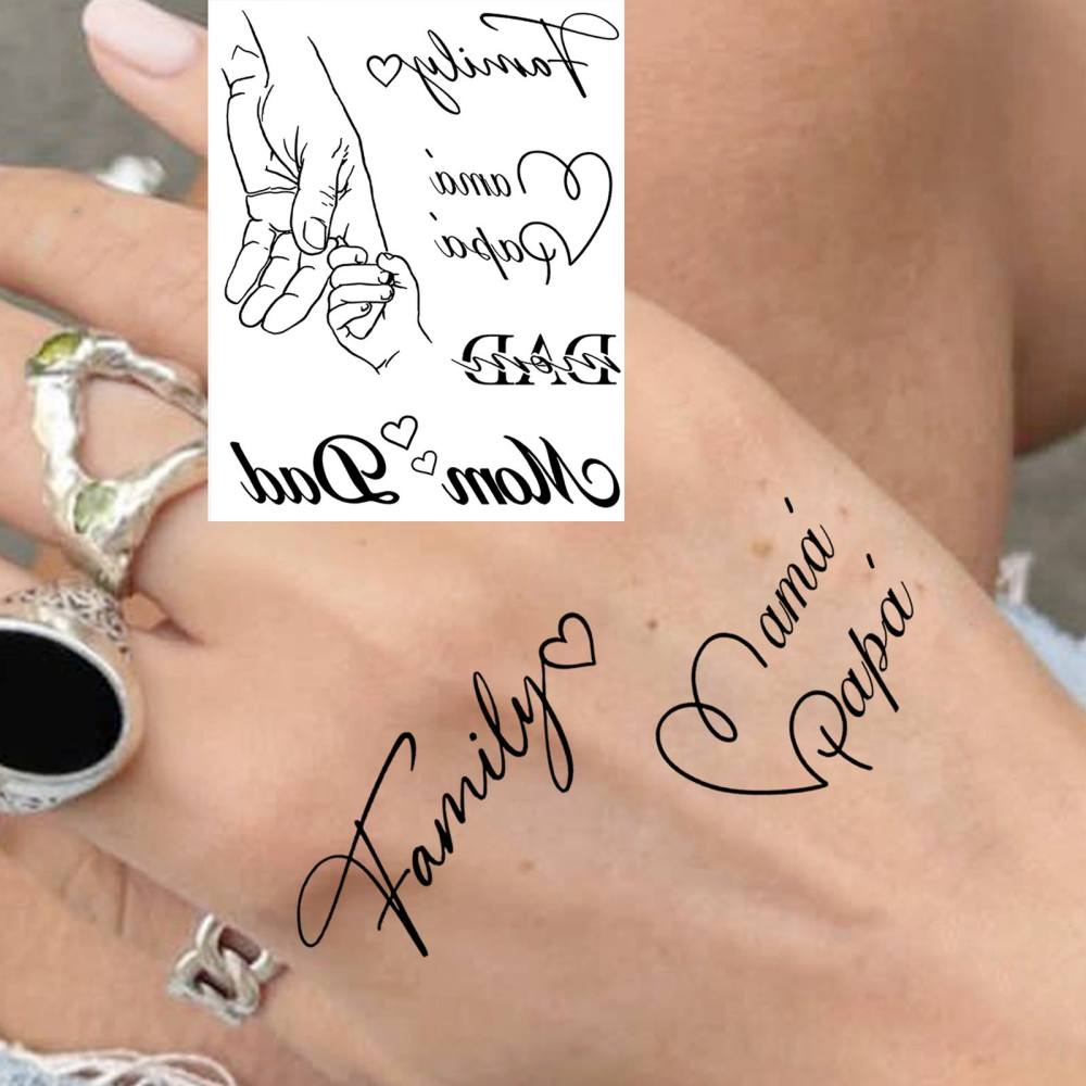 1 Sheet Y2k Family Temporary Tattoos For Women Men Adults Hands Finger Foot Neck Clavicle Legs Thigh Forearm Shank Arm Body Art Makeup, Semi Permanent Temp Fake Tattoo Stickers Waterproof Long Lasting Realistic Tatoos For Festival Party Accessory