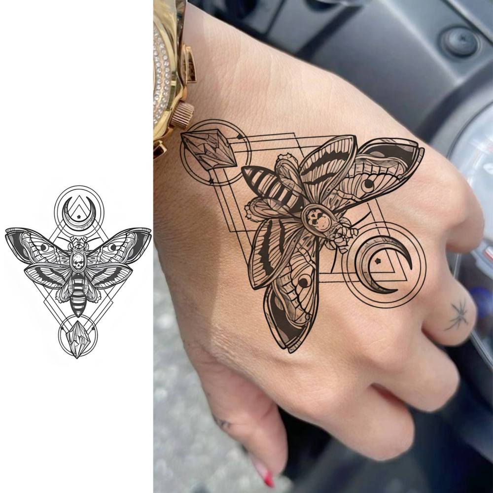 1 Sheet Y2k Moth Temporary Tattoos For Women Men Adults Hands Finger Foot Neck Clavicle Legs Thigh Forearm Shank Arm Body Art Makeup, Semi Permanent Temp Fake Tattoo Stickers Waterproof Long Lasting Realistic Tatoos For Festival Party Accessory