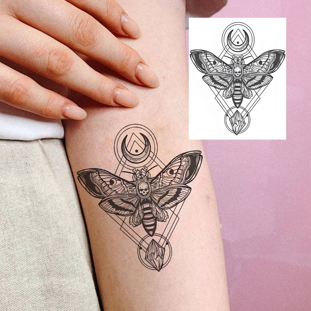 1 Sheet Y2k Moth Temporary Tattoos For Women Men Adults Hands Finger Foot Neck Clavicle Legs Thigh Forearm Shank Arm Body Art Makeup, Semi Permanent Temp Fake Tattoo Stickers Waterproof Long Lasting Realistic Tatoos For Festival Party Accessory