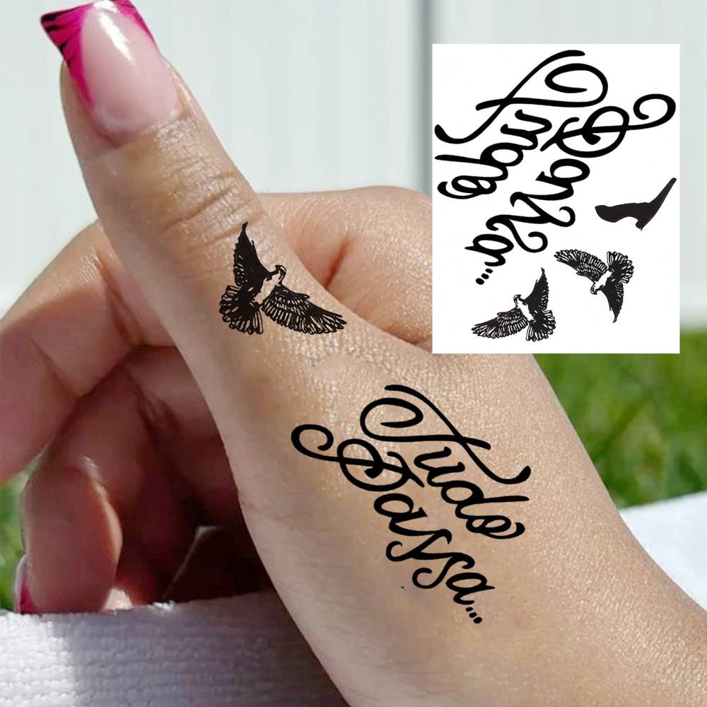 1 Sheet Y2k birds Temporary Tattoos For Women Men Adults Hands Finger Foot Neck Clavicle Legs Thigh Forearm Shank Arm Body Art Makeup, Semi Permanent Temp Fake Tattoo Stickers Waterproof Long Lasting Realistic Tatoos For Festival Party Accessory