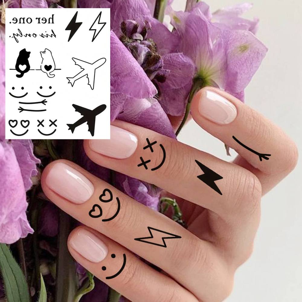 1 Sheet Y2k Moon Plane Temporary Tattoos For Women Men Adults Hands Finger Foot Neck Clavicle Legs Thigh Forearm Shank Arm Body Art Makeup, Semi Permanent Temp Fake Tattoo Stickers Waterproof Long Lasting Realistic Tatoos For Festival Party Accessory