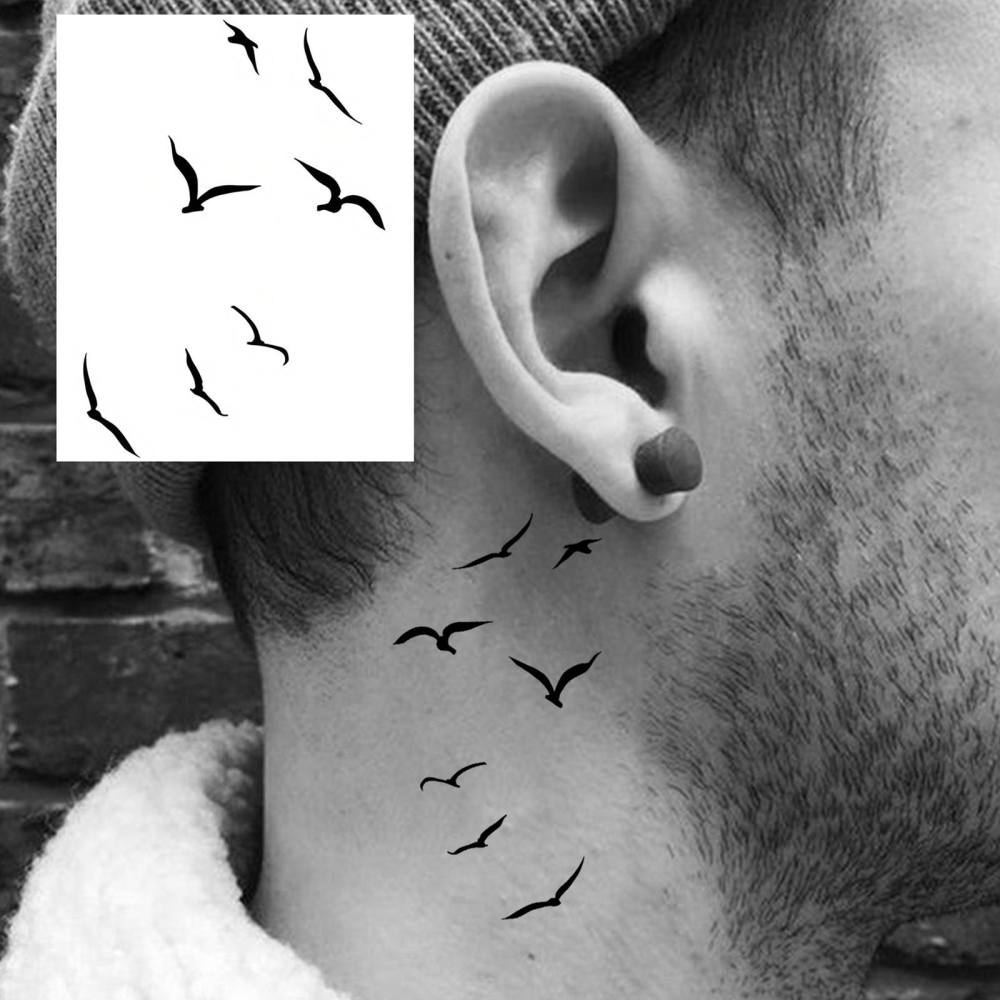 1 Sheet Y2k Birds Temporary Tattoos For Women Men Adults Hands Finger Foot Neck Clavicle Legs Thigh Forearm Shank Arm Body Art Makeup, Semi Permanent Temp Fake Tattoo Stickers Waterproof Long Lasting Realistic Tatoos For Festival Party Accessory