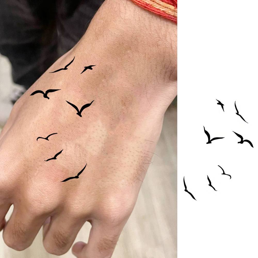 1 Sheet Y2k Birds Temporary Tattoos For Women Men Adults Hands Finger Foot Neck Clavicle Legs Thigh Forearm Shank Arm Body Art Makeup, Semi Permanent Temp Fake Tattoo Stickers Waterproof Long Lasting Realistic Tatoos For Festival Party Accessory
