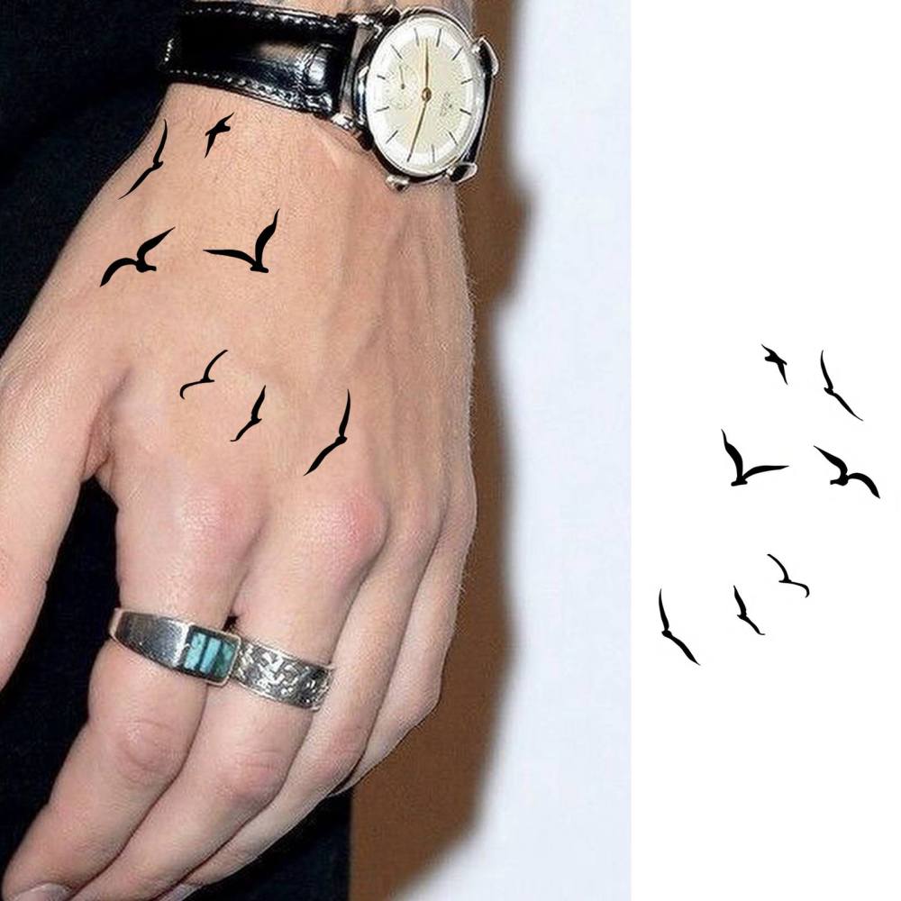 1 Sheet Y2k Birds Temporary Tattoos For Women Men Adults Hands Finger Foot Neck Clavicle Legs Thigh Forearm Shank Arm Body Art Makeup, Semi Permanent Temp Fake Tattoo Stickers Waterproof Long Lasting Realistic Tatoos For Festival Party Accessory