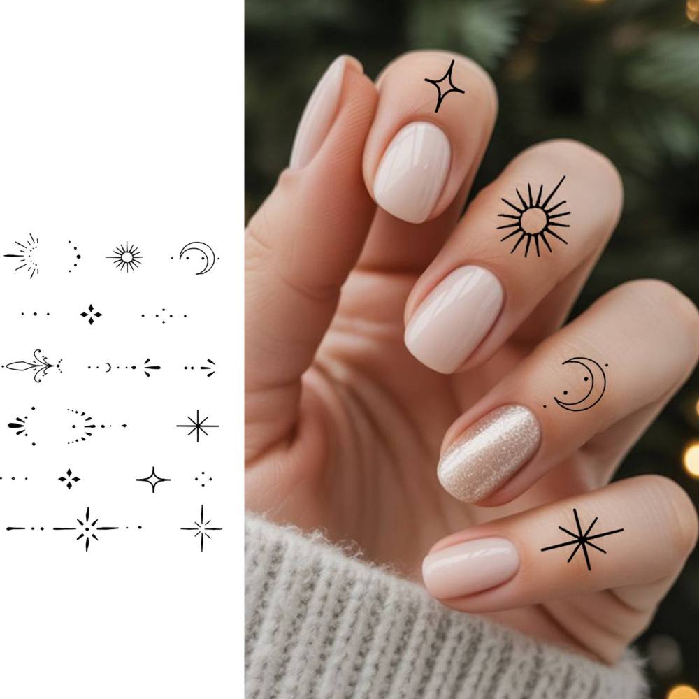 1 Sheet Y2k Star Temporary Tattoos For Women Men Adults Hands Finger Foot Neck Clavicle Legs Thigh Forearm Shank Arm Body Art Makeup, Semi Permanent Temp Fake Tattoo Stickers Waterproof Long Lasting Realistic Tatoos For Festival Party Accessory