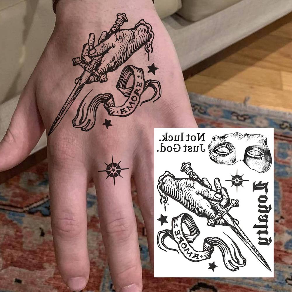 1 Sheet Y2k Temporary Tattoos For Women Men Adults Hands Finger Foot Neck Clavicle Legs Thigh Forearm Shank Arm Body Art Makeup, Semi Permanent Temp Fake Tattoo Stickers Waterproof Long Lasting Realistic Tatoos For Festival Party Accessory