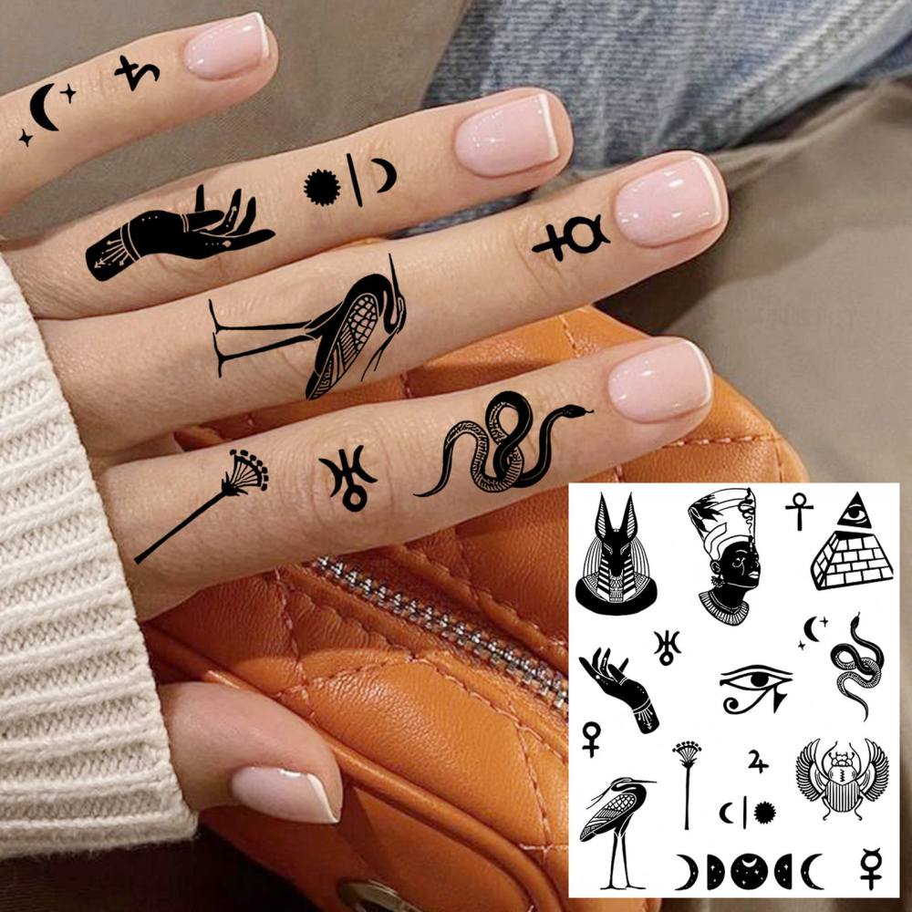 1 Sheet Y2k Tribal Temporary Tattoos For Women Men Adults Hands Finger Foot Neck Clavicle Legs Thigh Forearm Shank Arm Body Art Makeup, Semi Permanent Temp Fake Tattoo Stickers Waterproof Long Lasting Realistic Tatoos For Festival Party Accessory