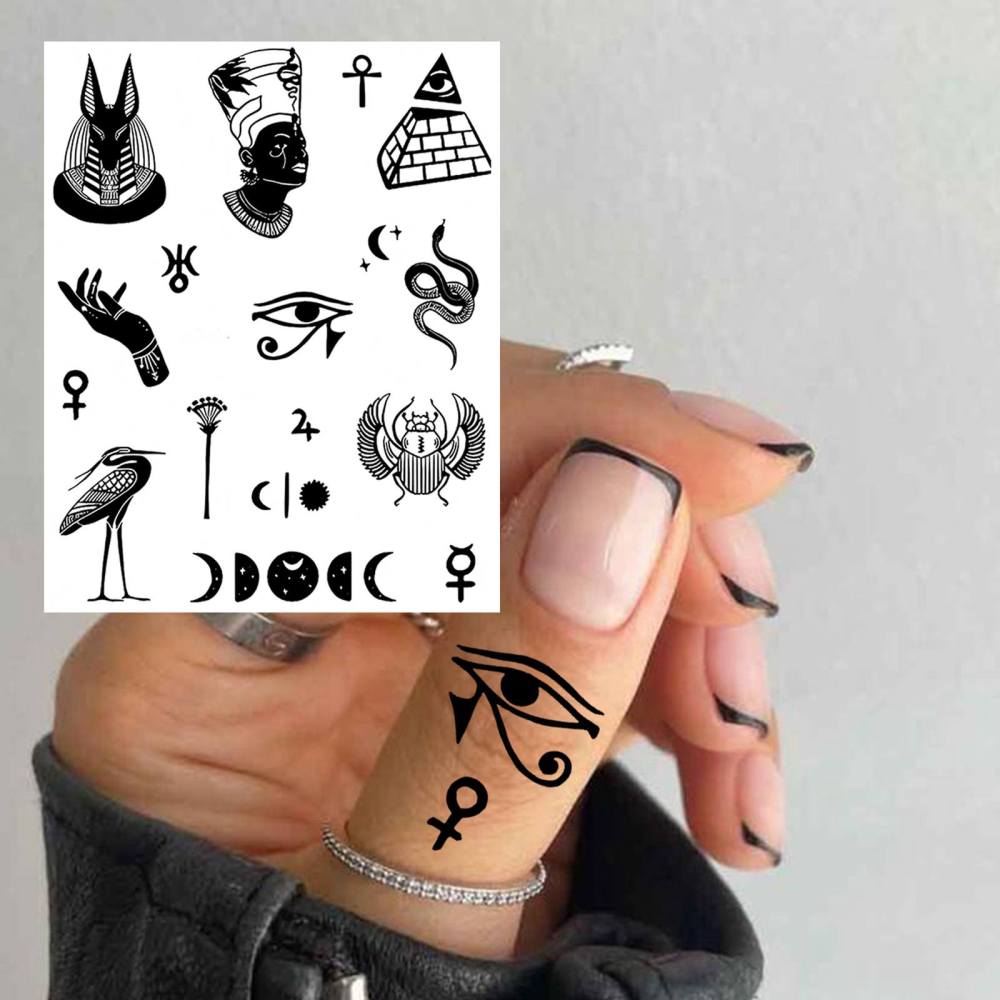 1 Sheet Y2k Tribal Temporary Tattoos For Women Men Adults Hands Finger Foot Neck Clavicle Legs Thigh Forearm Shank Arm Body Art Makeup, Semi Permanent Temp Fake Tattoo Stickers Waterproof Long Lasting Realistic Tatoos For Festival Party Accessory