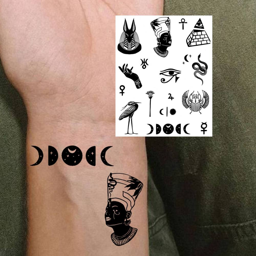 1 Sheet Y2k Tribal Temporary Tattoos For Women Men Adults Hands Finger Foot Neck Clavicle Legs Thigh Forearm Shank Arm Body Art Makeup, Semi Permanent Temp Fake Tattoo Stickers Waterproof Long Lasting Realistic Tatoos For Festival Party Accessory