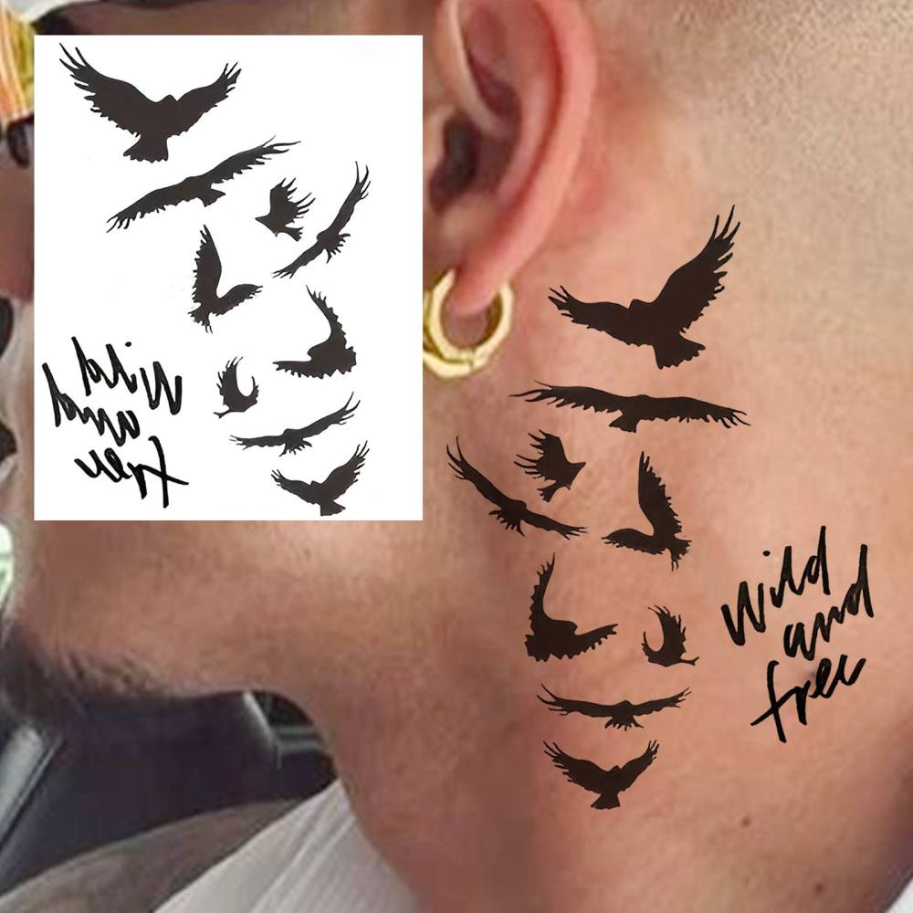 1 Sheet Y2k Birds Temporary Tattoos For Women Men Adults Hands Finger Foot Neck Clavicle Legs Thigh Forearm Shank Arm Body Art Makeup, Semi Permanent Temp Fake Tattoo Stickers Waterproof Long Lasting Realistic Tatoos For Festival Party Accessory