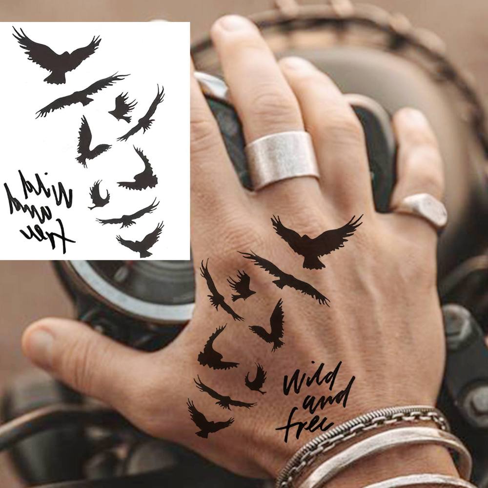 1 Sheet Y2k Birds Temporary Tattoos For Women Men Adults Hands Finger Foot Neck Clavicle Legs Thigh Forearm Shank Arm Body Art Makeup, Semi Permanent Temp Fake Tattoo Stickers Waterproof Long Lasting Realistic Tatoos For Festival Party Accessory