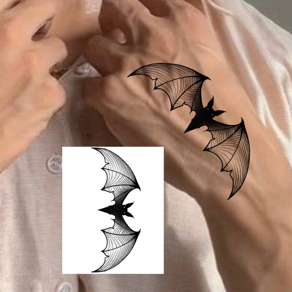 1 Sheet Y2k Bat Temporary Tattoos For Women Men Adults Hands Finger Foot Neck Clavicle Legs Thigh Forearm Shank Arm Body Art Makeup, Semi Permanent Temp Fake Tattoo Stickers Waterproof Long Lasting Realistic Tatoos For Festival Party Accessory