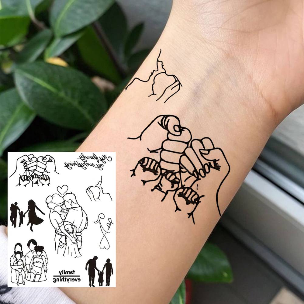 1 Sheet Y2k Family Temporary Tattoos For Women Men Adults Hands Finger Foot Neck Clavicle Legs Thigh Forearm Shank Arm Body Art Makeup, Semi Permanent Temp Fake Tattoo Stickers Waterproof Long Lasting Realistic Tatoos For Festival Party Accessory