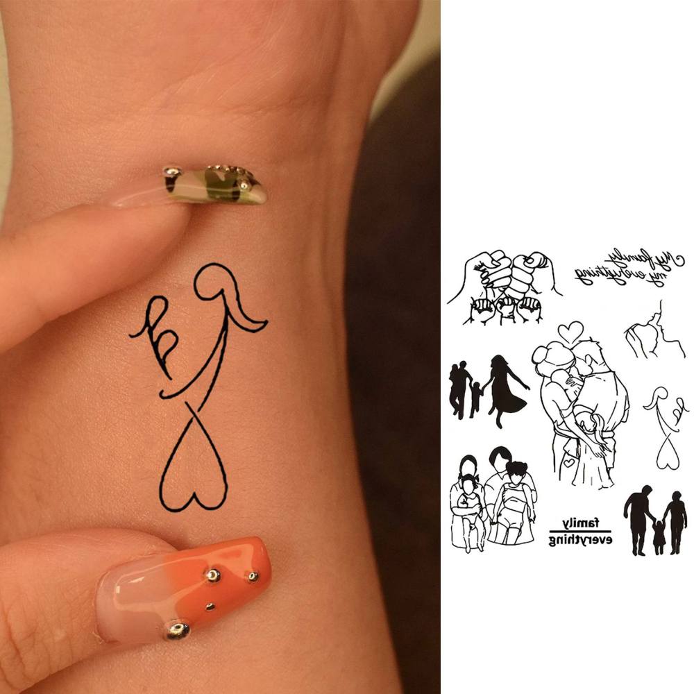 1 Sheet Y2k Family Temporary Tattoos For Women Men Adults Hands Finger Foot Neck Clavicle Legs Thigh Forearm Shank Arm Body Art Makeup, Semi Permanent Temp Fake Tattoo Stickers Waterproof Long Lasting Realistic Tatoos For Festival Party Accessory