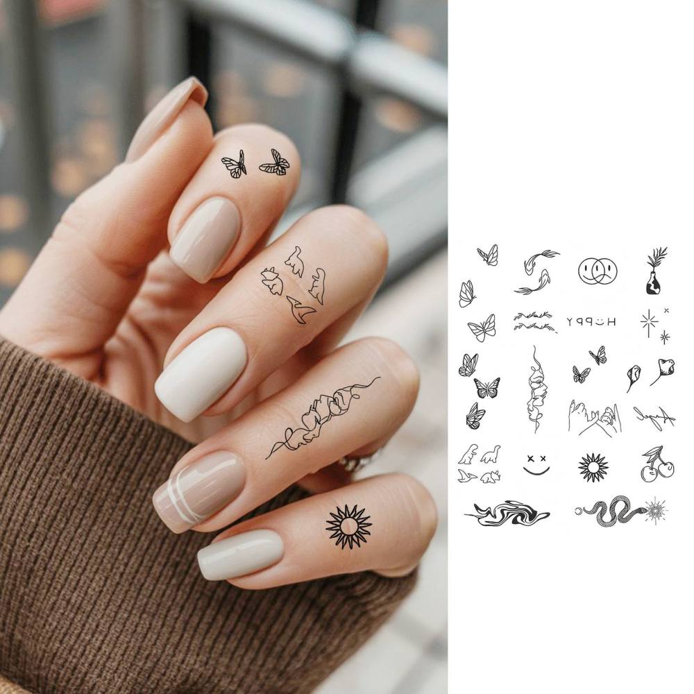 1 Sheet Y2k Temporary Tattoos For Women Men Adults Hands Finger Foot Neck Clavicle Legs Thigh Forearm Shank Arm Body Art Makeup, Semi Permanent Temp Fake Tattoo Stickers Waterproof Long Lasting Realistic Tatoos For Festival Party Accessory