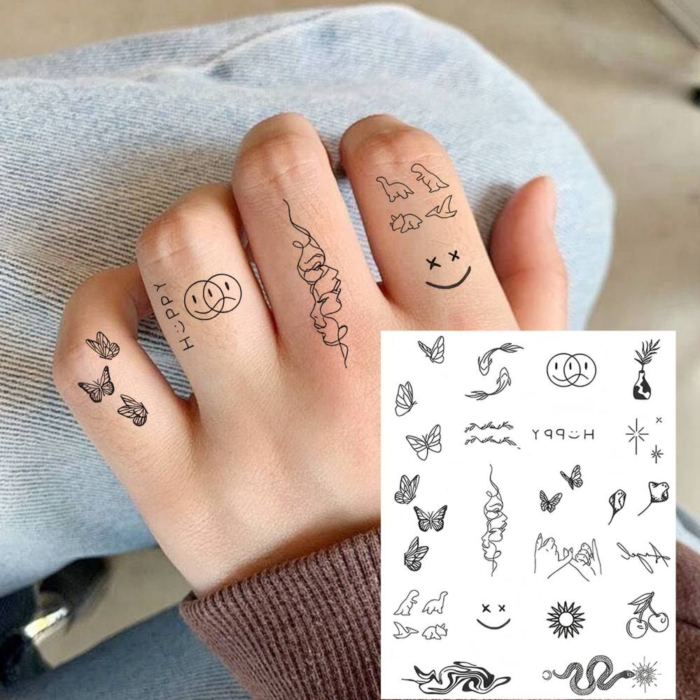1 Sheet Y2k Temporary Tattoos For Women Men Adults Hands Finger Foot Neck Clavicle Legs Thigh Forearm Shank Arm Body Art Makeup, Semi Permanent Temp Fake Tattoo Stickers Waterproof Long Lasting Realistic Tatoos For Festival Party Accessory