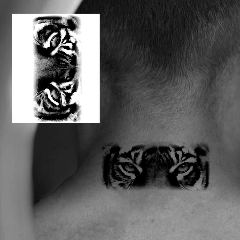 1 Sheet Y2k Tiger Temporary Tattoos For Women Men Adults Hands Finger Foot Neck Clavicle Legs Thigh Forearm Shank Arm Body Art Makeup, Semi Permanent Temp Fake Tattoo Stickers Waterproof Long Lasting Realistic Tatoos For Festival Party Accessory