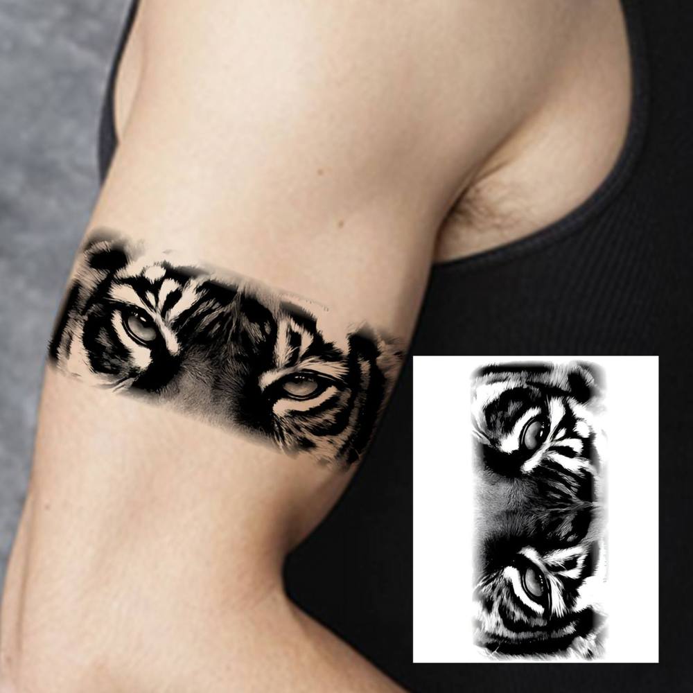 1 Sheet Y2k Tiger Temporary Tattoos For Women Men Adults Hands Finger Foot Neck Clavicle Legs Thigh Forearm Shank Arm Body Art Makeup, Semi Permanent Temp Fake Tattoo Stickers Waterproof Long Lasting Realistic Tatoos For Festival Party Accessory