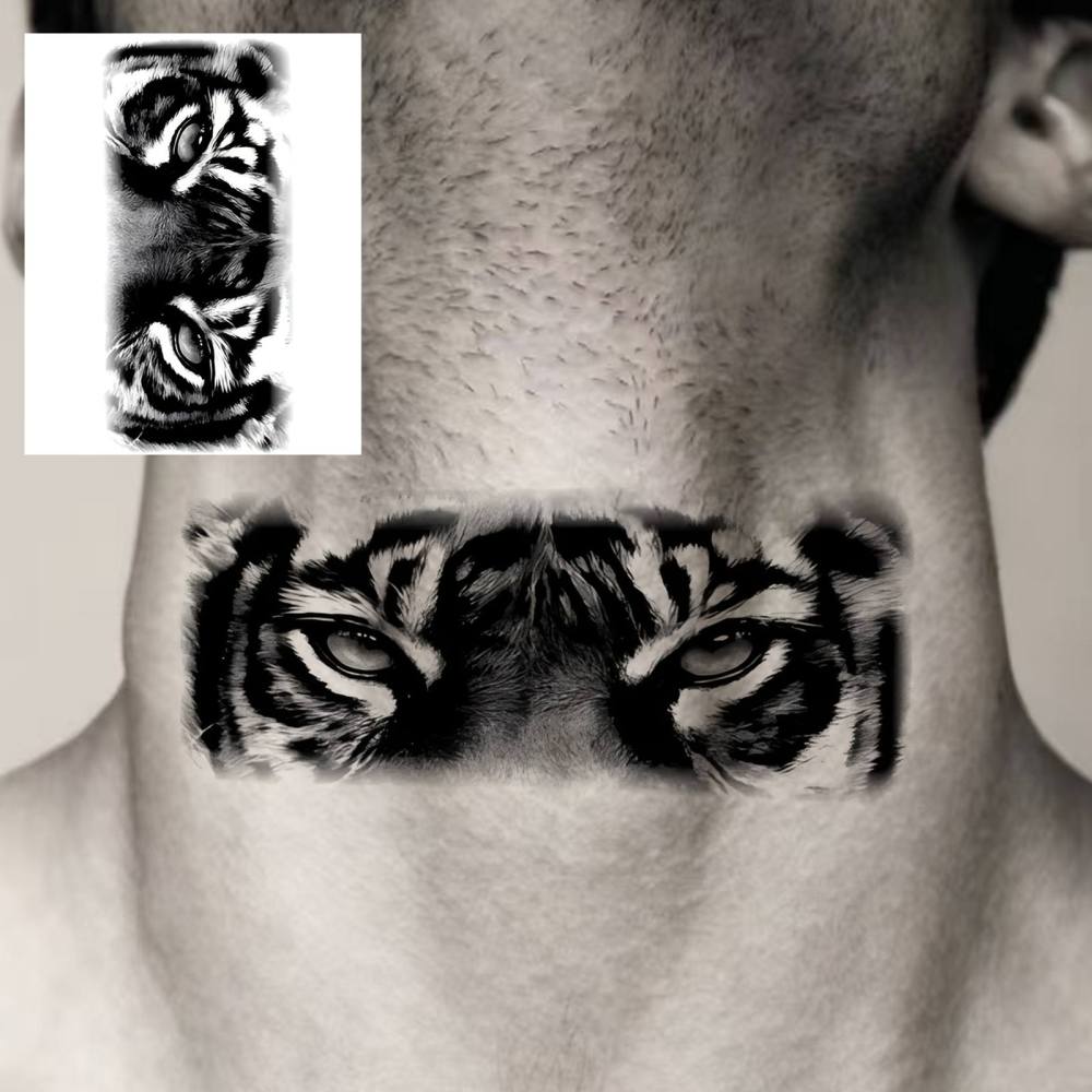 1 Sheet Y2k Tiger Temporary Tattoos For Women Men Adults Hands Finger Foot Neck Clavicle Legs Thigh Forearm Shank Arm Body Art Makeup, Semi Permanent Temp Fake Tattoo Stickers Waterproof Long Lasting Realistic Tatoos For Festival Party Accessory