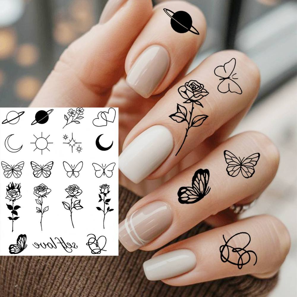 1 Sheet Y2k Temporary Tattoos For Women Men Adults Hands Finger Foot Neck Clavicle Legs Thigh Forearm Shank Arm Body Art Makeup, Semi Permanent Temp Fake Tattoo Stickers Waterproof Long Lasting Realistic Tatoos For Festival Party Accessory