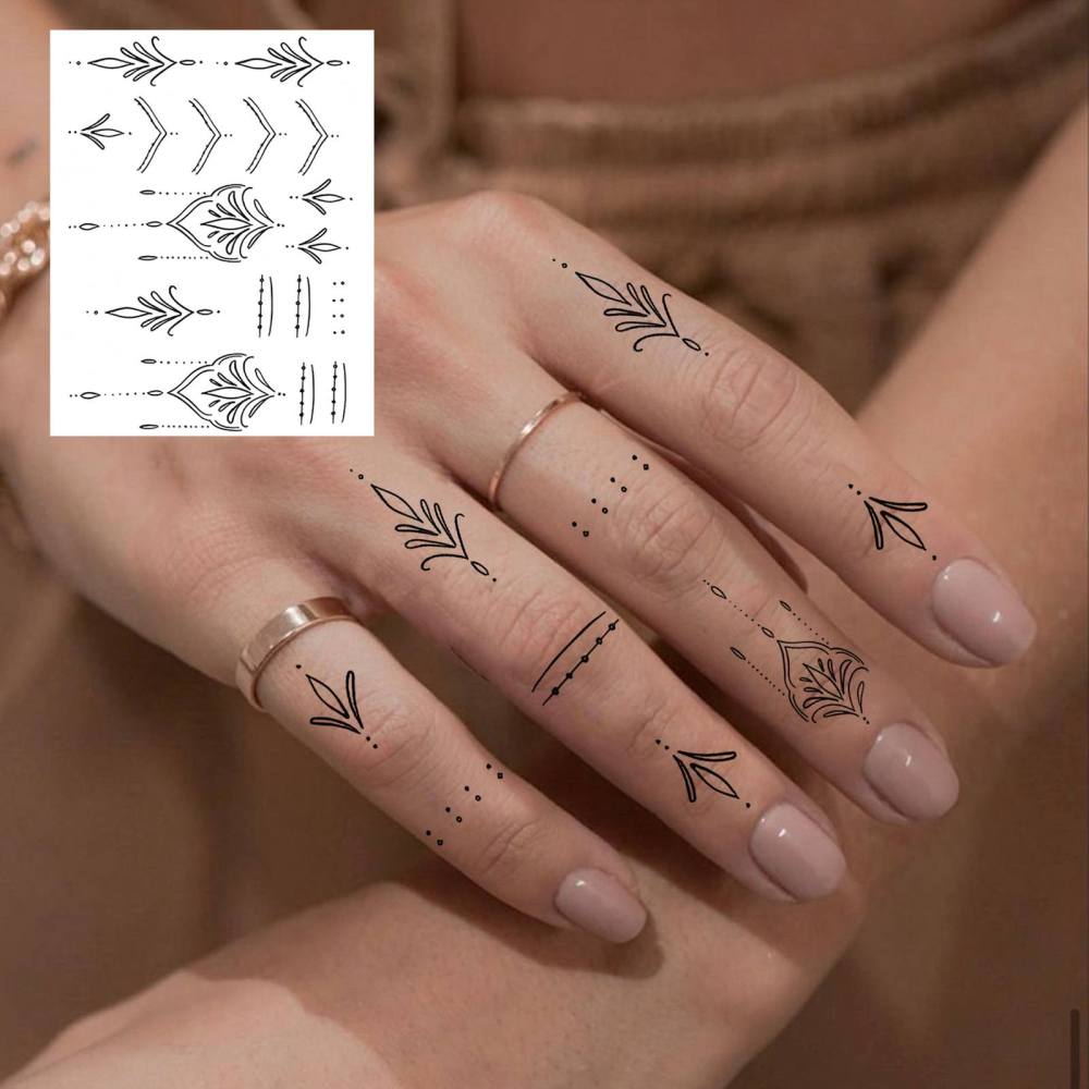 1 Sheet Y2k lotus Temporary Tattoos For Women Men Adults Hands Finger Foot Neck Clavicle Legs Thigh Forearm Shank Arm Body Art Makeup, Semi Permanent Temp Fake Tattoo Stickers Waterproof Long Lasting Realistic Tatoos For Festival Party Accessory