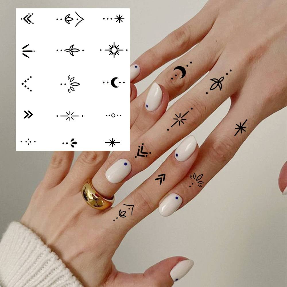 1 Sheet Y2k Moon Star Temporary Tattoos For Women Men Adults Hands Finger Foot Neck Clavicle Legs Thigh Forearm Shank Arm Body Art Makeup, Semi Permanent Temp Fake Tattoo Stickers Waterproof Long Lasting Realistic Tatoos For Festival Party Accessory