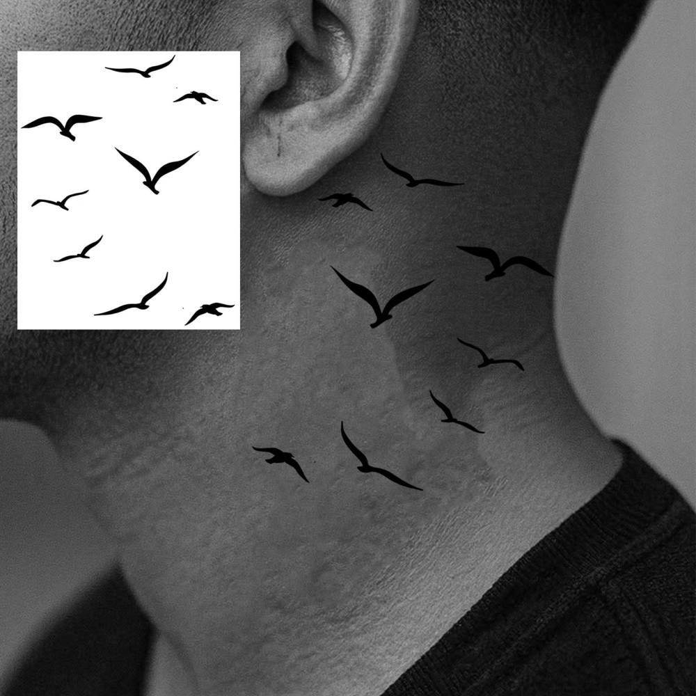 1 Sheet Y2k Birds Temporary Tattoos For Women Men Adults Hands Finger Foot Neck Clavicle Legs Thigh Forearm Shank Arm Body Art Makeup, Semi Permanent Temp Fake Tattoo Stickers Waterproof Long Lasting Realistic Tatoos For Festival Party Accessory
