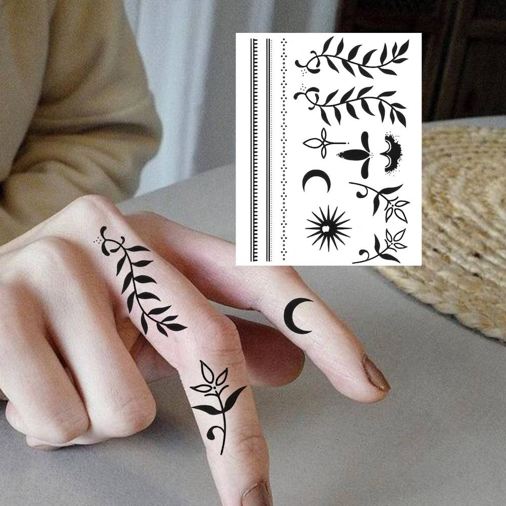1 Sheet Y2k Temporary Tattoos For Women Men Adults Hands Finger Foot Neck Clavicle Legs Thigh Forearm Shank Arm Body Art Makeup, Semi Permanent Temp Fake Tattoo Stickers Waterproof Long Lasting Realistic Tatoos For Festival Party Accessory