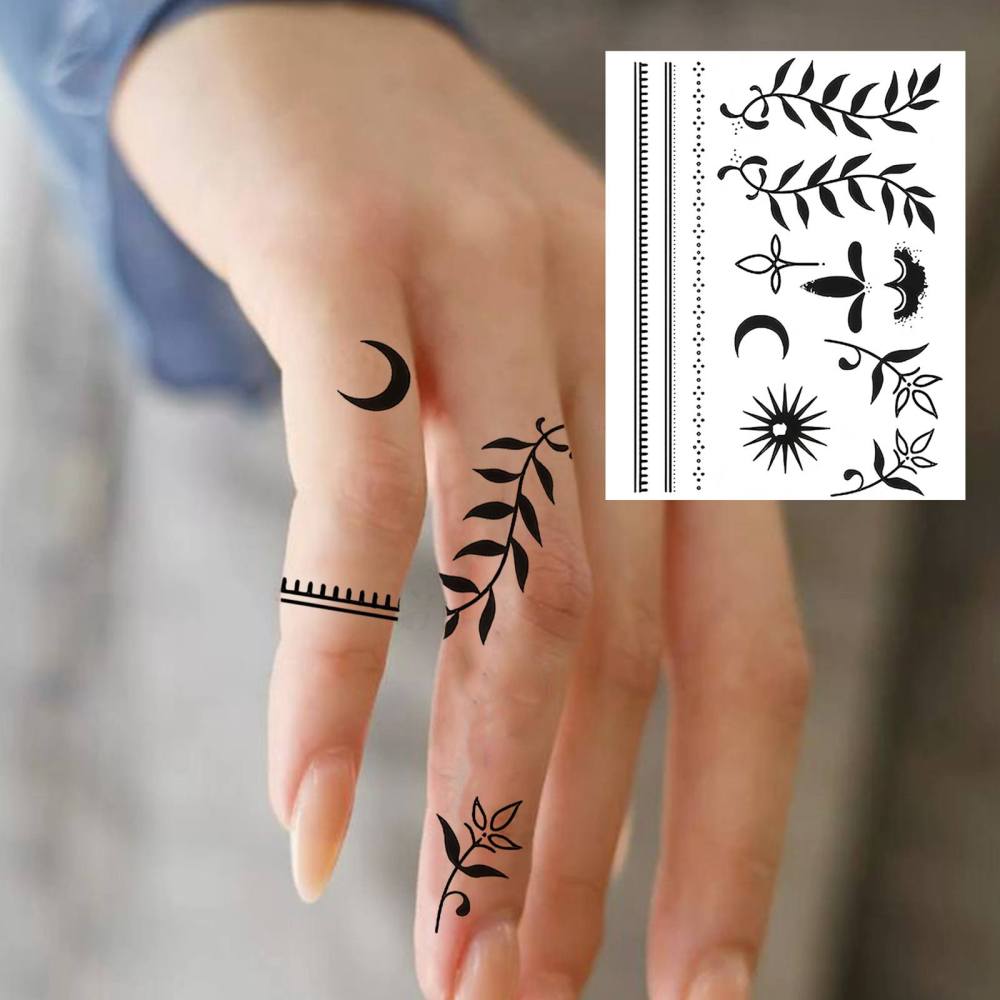 1 Sheet Y2k Temporary Tattoos For Women Men Adults Hands Finger Foot Neck Clavicle Legs Thigh Forearm Shank Arm Body Art Makeup, Semi Permanent Temp Fake Tattoo Stickers Waterproof Long Lasting Realistic Tatoos For Festival Party Accessory