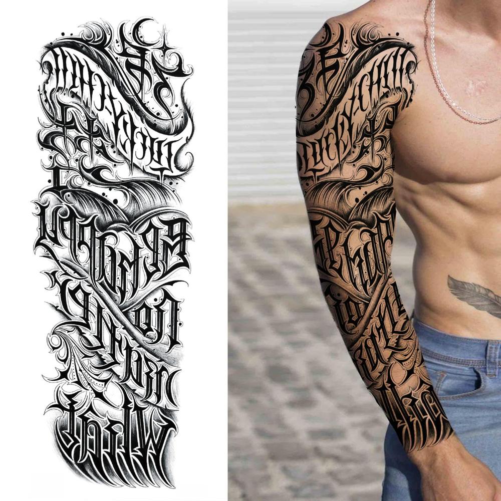11 Sheets Full Arm Sleeve Maori Temporary Tattoos For Women Men Adults Hands Finger Foot Legs Thigh Arm Body Art Makeup, Semi Permanent Temp Fake Tattoo Stickers Waterproof Long Lasting Realistic Tatoos For Festival Party Accessory