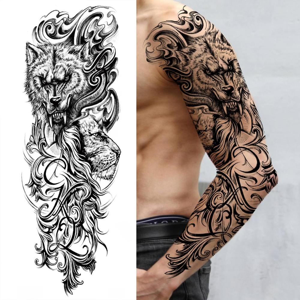 11 Sheets Full Arm Sleeve Maori Temporary Tattoos For Women Men Adults Hands Finger Foot Legs Thigh Arm Body Art Makeup, Semi Permanent Temp Fake Tattoo Stickers Waterproof Long Lasting Realistic Tatoos For Festival Party Accessory
