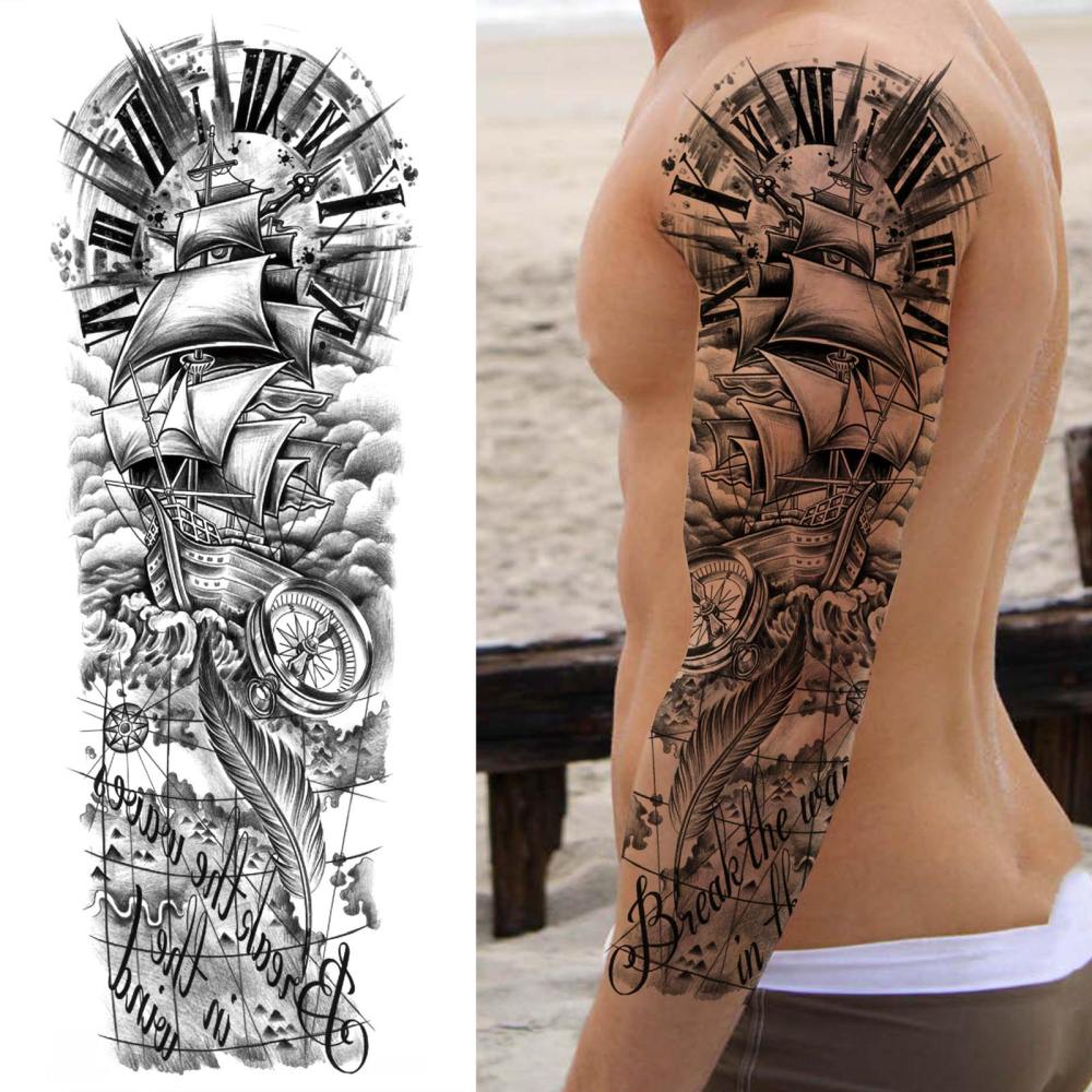 12 Sheets Full Arm Sleeve Animals Temporary Tattoos For Women Men Adults Hands Finger Foot Neck Clavicle Legs Thigh Arm Body Art Makeup, Semi Permanent Temp Fake Tattoo Stickers Waterproof Long Lasting Realistic Tatoos For Festival Party Accessory