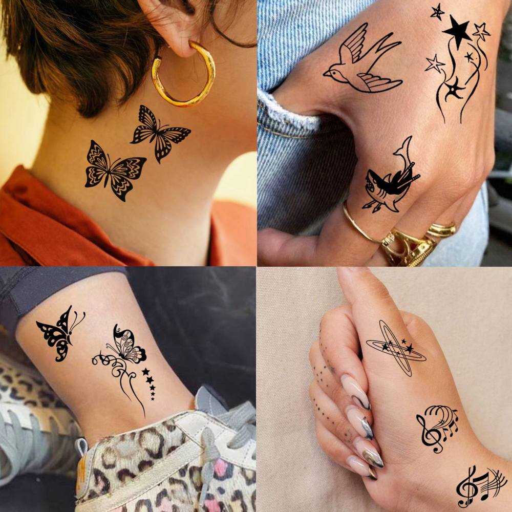 15 Sheets Y2k butterfly Temporary Tattoos For Women Men Adults Hands Finger Foot Neck Clavicle Legs Thigh Forearm Shank Arm Body Art Makeup, Semi Permanent Temp Fake Tattoo Stickers Waterproof Long Lasting Realistic Tatoos For Festival Party Accessory
