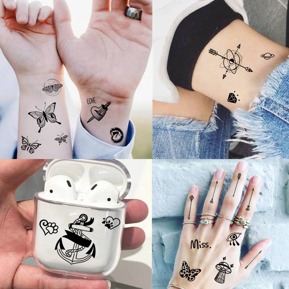 15 Sheets Y2k butterfly Temporary Tattoos For Women Men Adults Hands Finger Foot Neck Clavicle Legs Thigh Forearm Shank Arm Body Art Makeup, Semi Permanent Temp Fake Tattoo Stickers Waterproof Long Lasting Realistic Tatoos For Festival Party Accessory