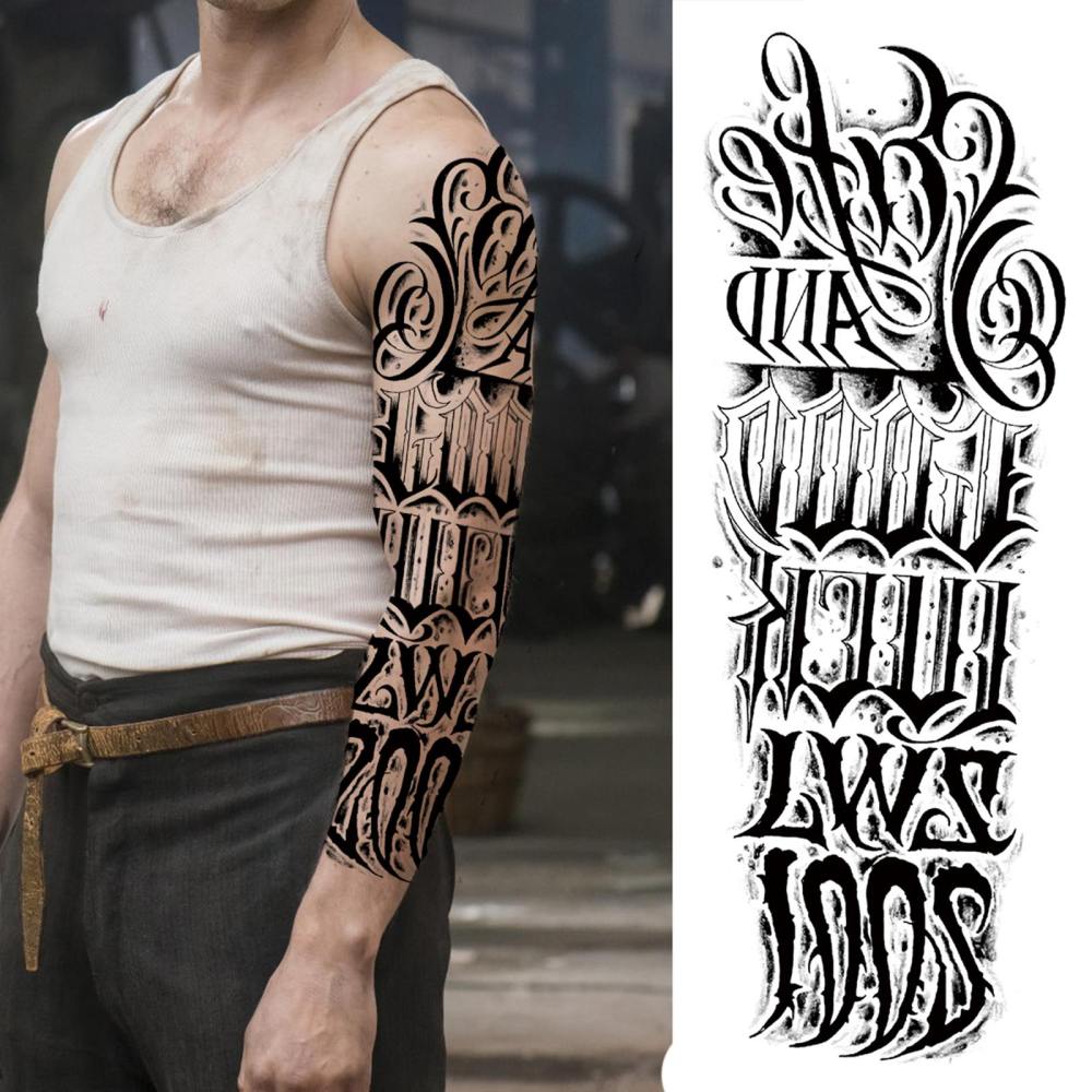 11 Sheets Full Arm Sleeve Maori Temporary Tattoos For Women Men Adults Hands Finger Foot Legs Thigh Arm Body Art Makeup, Semi Permanent Temp Fake Tattoo Stickers Waterproof Long Lasting Realistic Tatoos For Festival Party Accessory