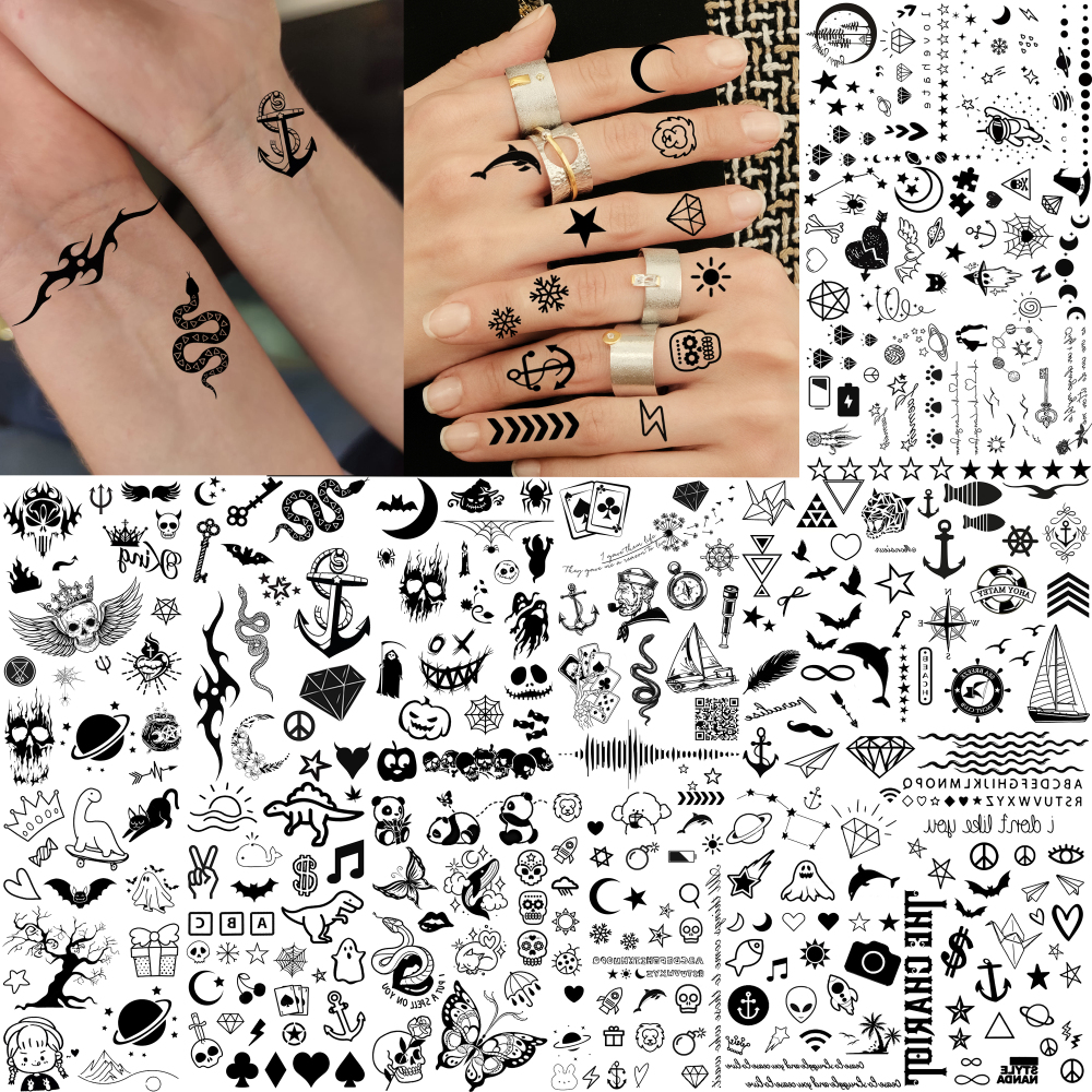 15 Sheets abstract dino symbol Temporary Tattoos For Women Men Adults Hands Finger Foot Neck Clavicle Shank Arm Body Art Makeup, Semi Permanent Temp Fake Tattoo Stickers Waterproof Long Lasting Realistic Tatoos For Festival Party Accessory