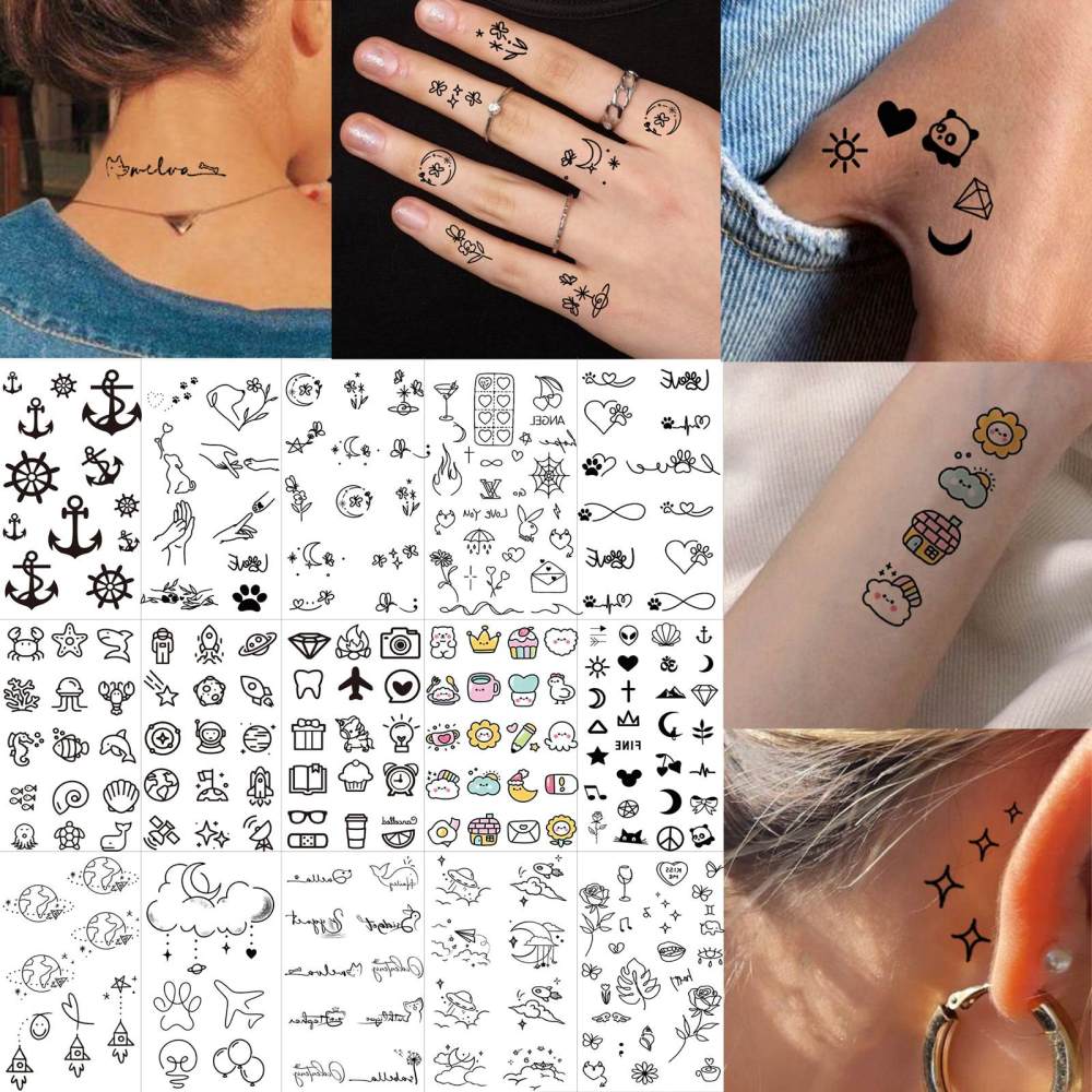 15 Sheets Cute Y2K Temporary Tattoos For Women Men Adults Hands Finger Foot Neck Clavicle Legs Thigh Forearm Shank Arm Body Art Makeup, Semi Permanent Temp Fake Tattoo Stickers Waterproof Long Lasting Realistic Tatoos For Festival Party Accessory