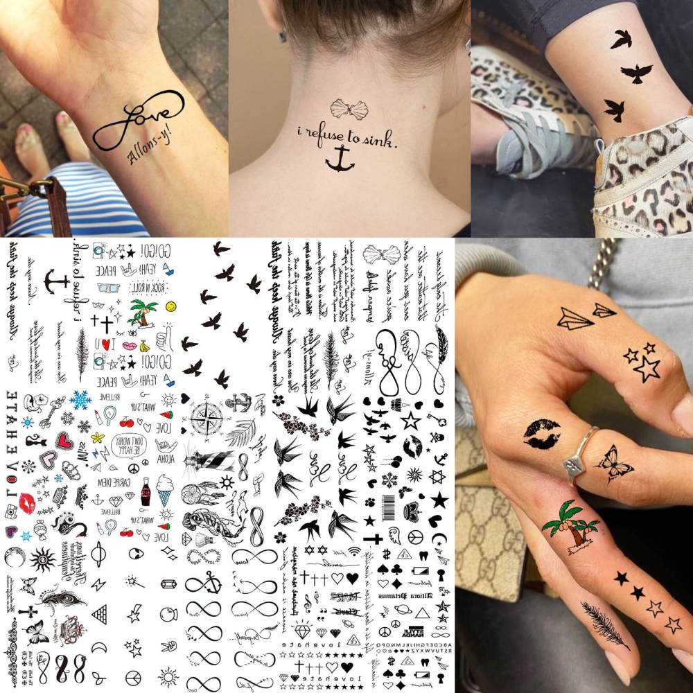 15 Sheets Cute Y2K Temporary Tattoos For Women Men Adults Hands Finger Foot Neck Clavicle Legs Thigh Forearm Shank Arm Body Art Makeup, Semi Permanent Temp Fake Tattoo Stickers Waterproof Long Lasting Realistic Tatoos For Festival Party Accessory