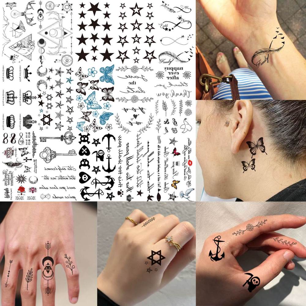 15 Sheets Cute Y2K Temporary Tattoos For Women Men Adults Hands Finger Foot Neck Clavicle Legs Thigh Forearm Shank Arm Body Art Makeup, Semi Permanent Temp Fake Tattoo Stickers Waterproof Long Lasting Realistic Tatoos For Festival Party Accessory
