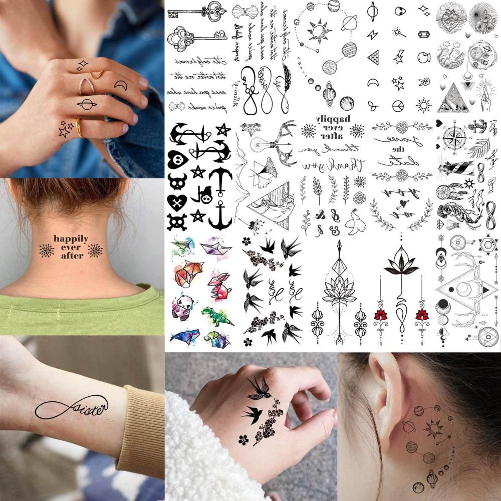 15 Sheets Cute Flower Temporary Tattoos For Women Men Adults Hands Finger Foot Neck Clavicle Legs Thigh Forearm Shank Arm Body Art Makeup, Semi Permanent Temp Fake Tattoo Stickers Waterproof Long Lasting Realistic Tatoos For Festival Party Accessory