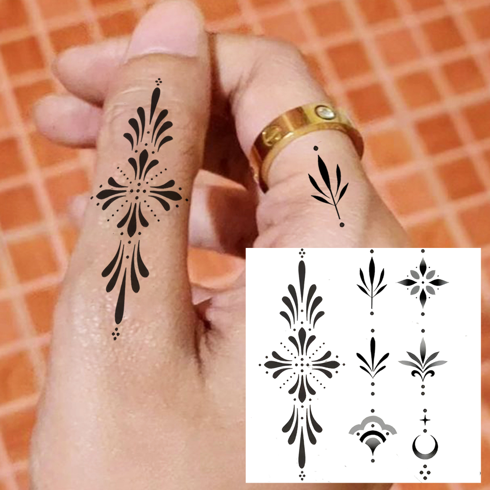 1 Sheet Y2K Temporary Tattoos For Women Men Adults Hands Finger Foot Neck Clavicle Legs Forearm Shank Arm Body Art Makeup, Semi Permanent Temp Fake Tattoo Stickers Waterproof Long Lasting Realistic Tatoos For Festival Party Accessory