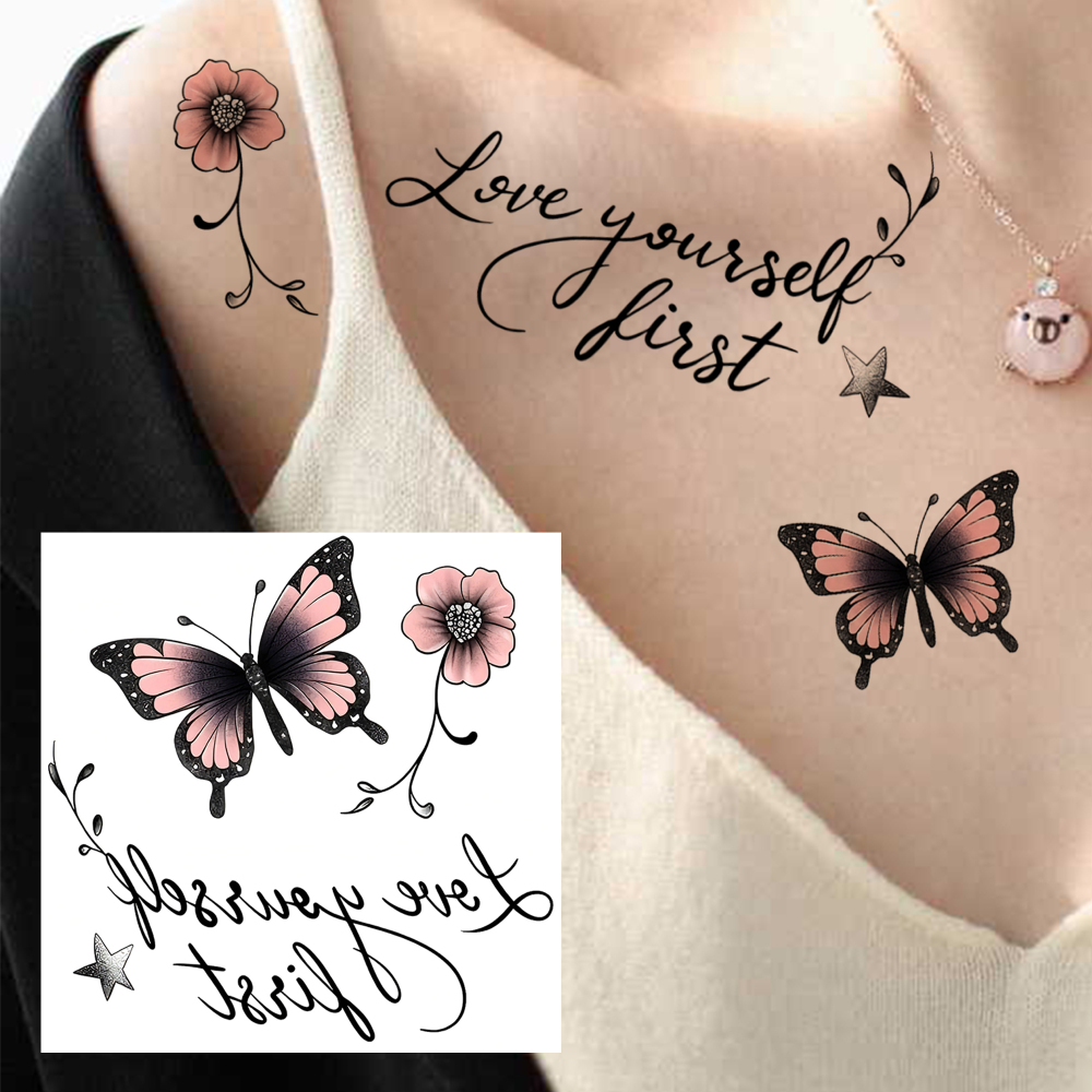 1 Sheet Butterfly Temporary Tattoos For Women Men Adults Hands Finger Foot Neck Clavicle Legs Forearm Shank Arm Body Art Makeup, Semi Permanent Temp Fake Tattoo Stickers Waterproof Long Lasting Realistic Tatoos For Festival Party Accessory