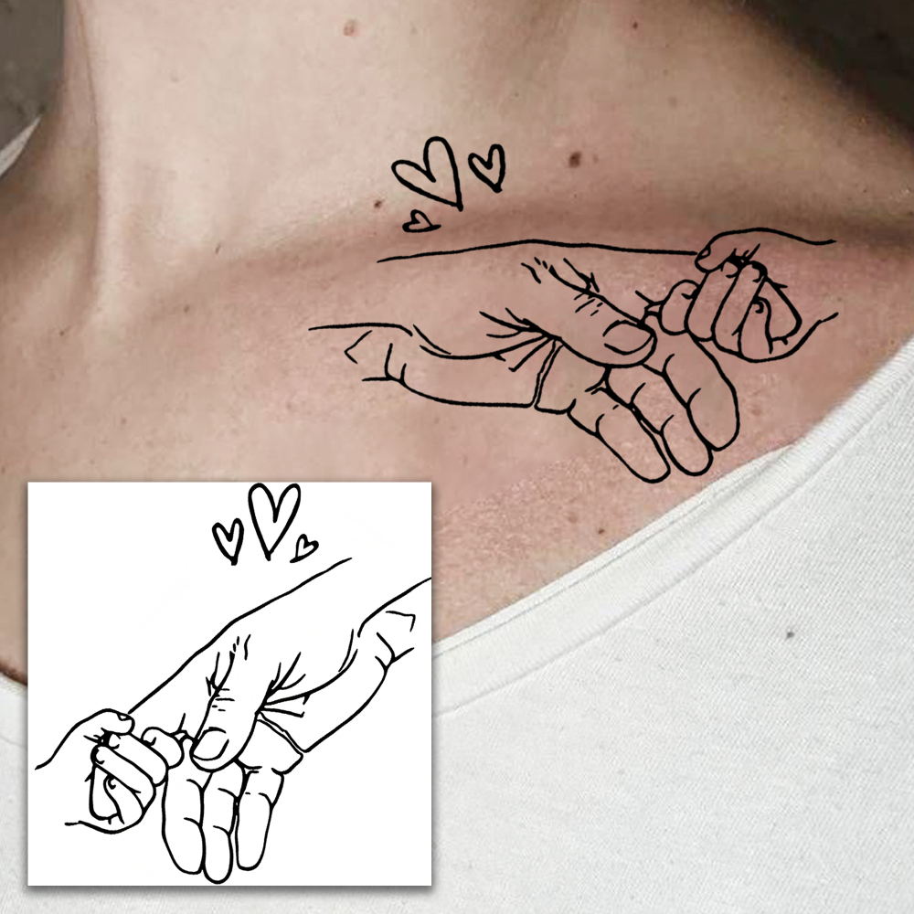 1 Sheet Family Temporary Tattoos For Women Men Adults Hands Finger Foot Neck Clavicle Legs Forearm Shank Arm Body Art Makeup, Semi Permanent Temp Fake Tattoo Stickers Waterproof Long Lasting Realistic Tatoos For Festival Party Accessory