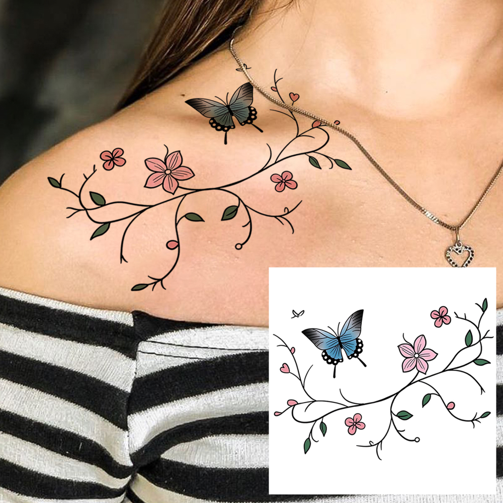 1 Sheet Butterfly Temporary Tattoos For Women Men Adults Hands Finger Foot Neck Clavicle Legs Forearm Shank Arm Body Art Makeup, Semi Permanent Temp Fake Tattoo Stickers Waterproof Long Lasting Realistic Tatoos For Festival Party Accessory