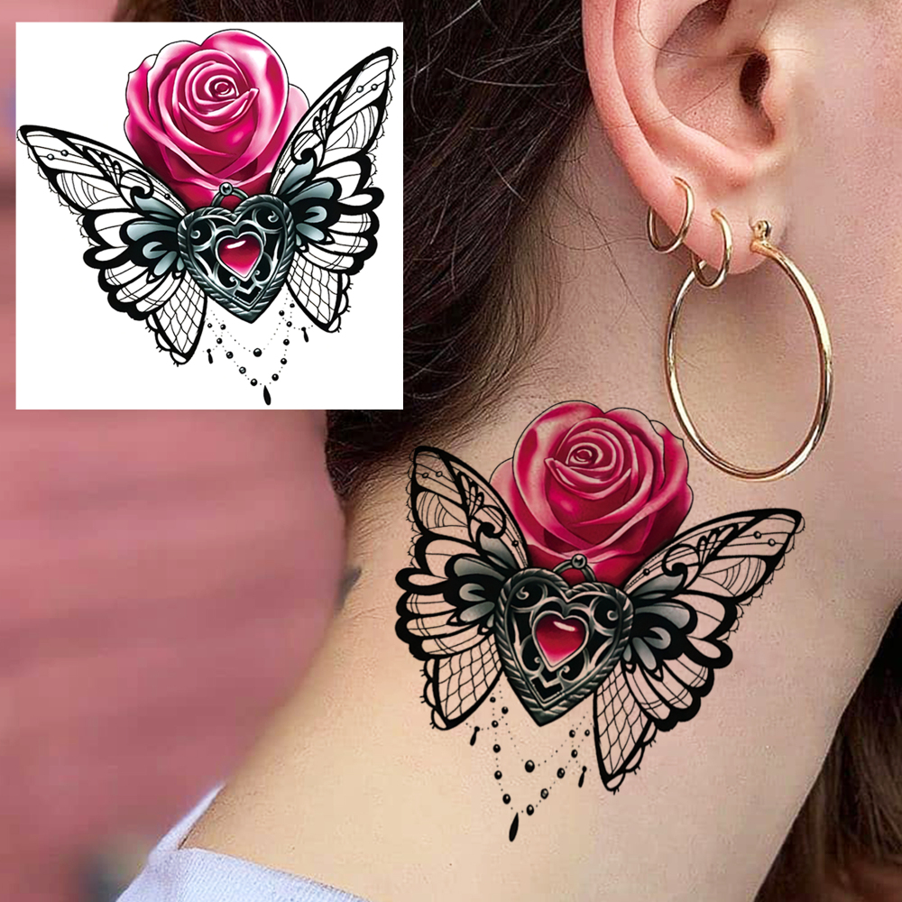 1 Sheet Butterfly Temporary Tattoos For Women Men Adults Hands Finger Foot Neck Clavicle Legs Forearm Shank Arm Body Art Makeup, Semi Permanent Temp Fake Tattoo Stickers Waterproof Long Lasting Realistic Tatoos For Festival Party Accessory