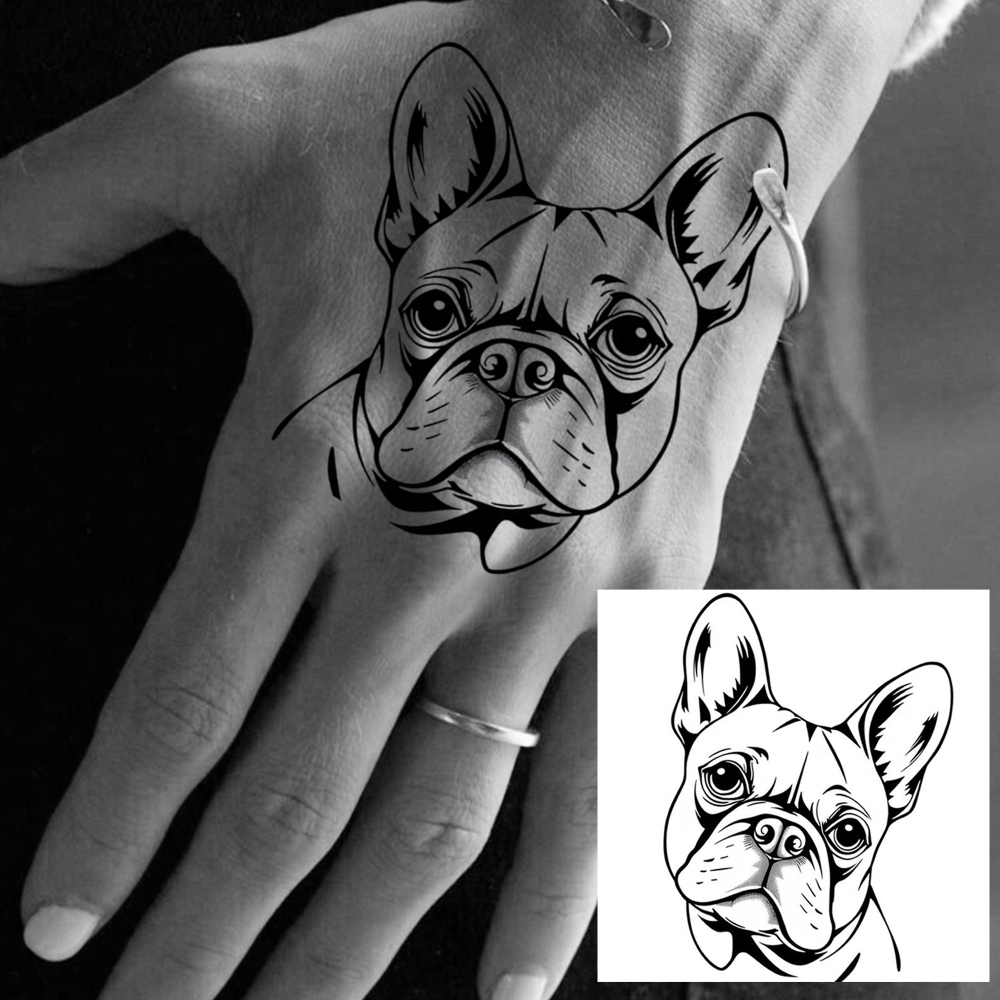 1 Sheet Dog Temporary Tattoos For Women Men Adults Hands Finger Foot Neck Clavicle Legs Forearm Shank Arm Body Art Makeup, Semi Permanent Temp Fake Tattoo Stickers Waterproof Long Lasting Realistic Tatoos For Festival Party Accessory