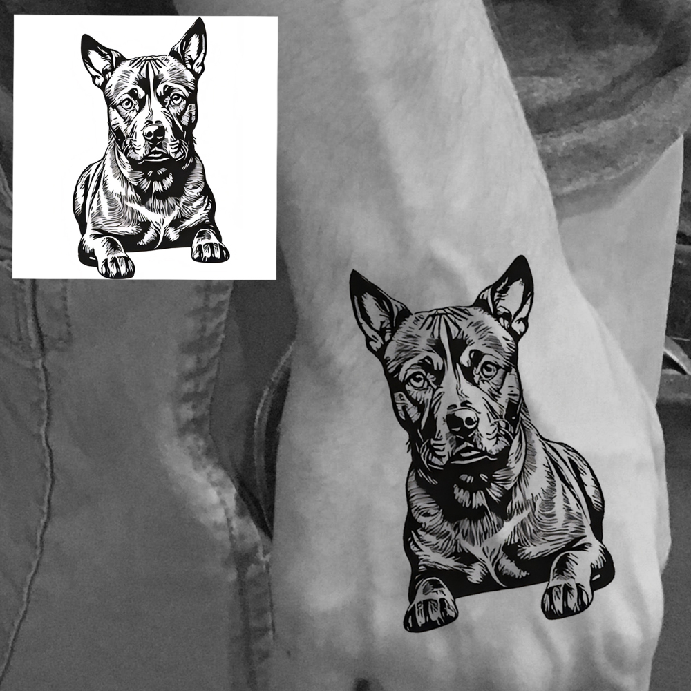 1 Sheet Dog Temporary Tattoos For Women Men Adults Hands Finger Foot Neck Clavicle Legs Forearm Shank Arm Body Art Makeup, Semi Permanent Temp Fake Tattoo Stickers Waterproof Long Lasting Realistic Tatoos For Festival Party Accessory